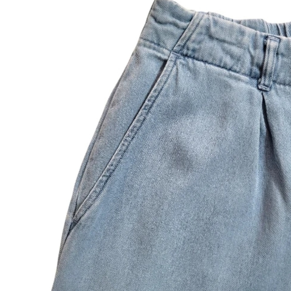 Cloth & Stone Tencel Blend Wide Leg Pleated Pants, Light Wash, M, Anthropologie - Picture 5 of 8